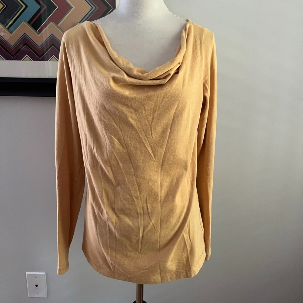 M Marsh Mustard Drape Neck Long Sleeve T-shirt XL